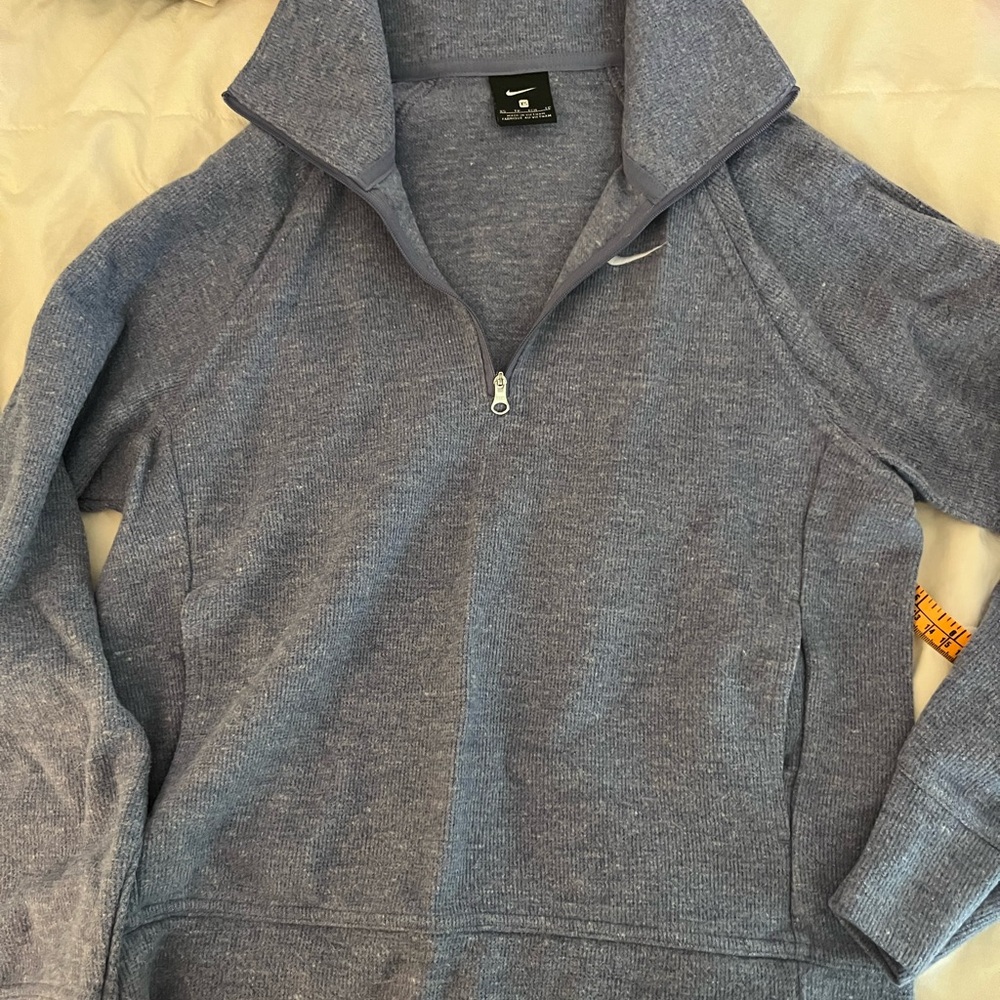 Nike Blue Zip Up Sweater with Ribbed Cuffs